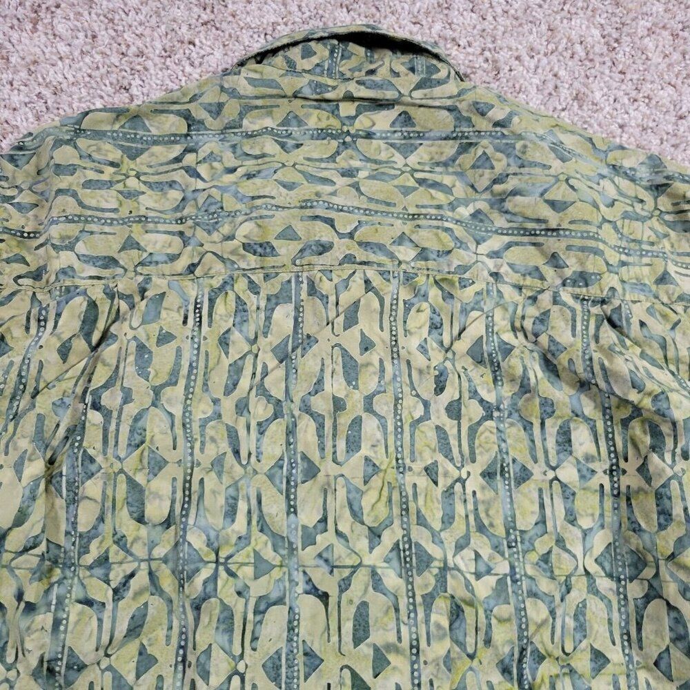 Johari West Hawaiian Shirt Mens Large Green Geometric Button Up Short Sleeve - Picture 8 of 9